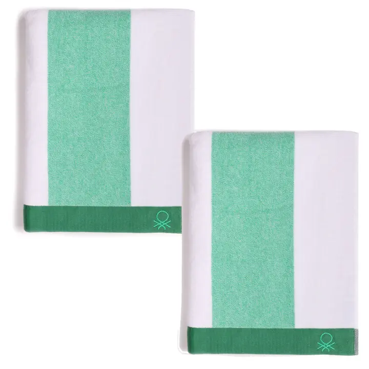 Set 2 toalla de playa 90x160cm 450gsm terry 100%algodon verde CASA BENETTON - 1
