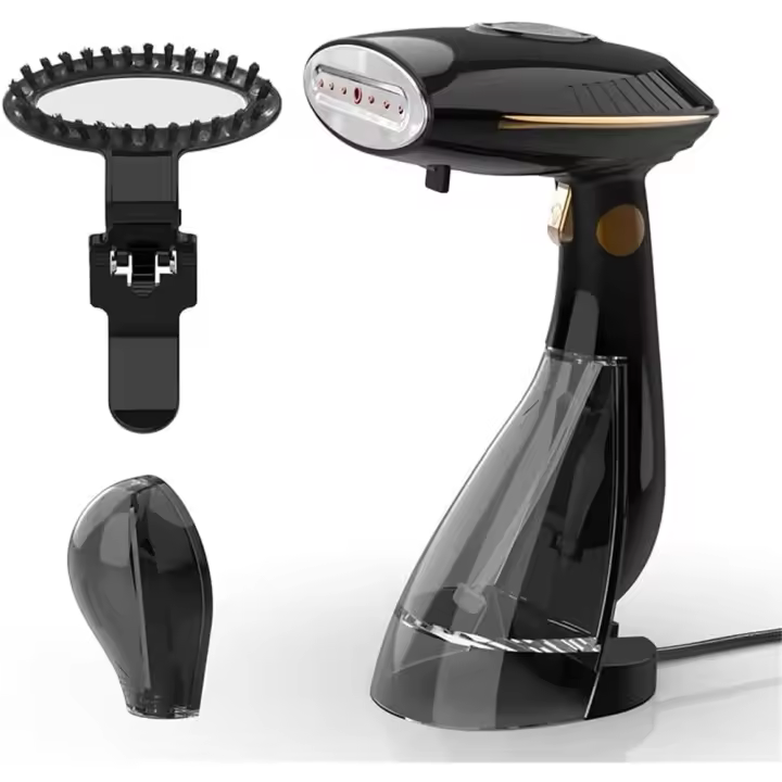 Vaporera de mano para ropa, plancha de vapor de 1500W con depósitos ajustables de 168ml288ml, vaporización y planchado verticalhorizontal, ligera, apagado automático, negra - 1