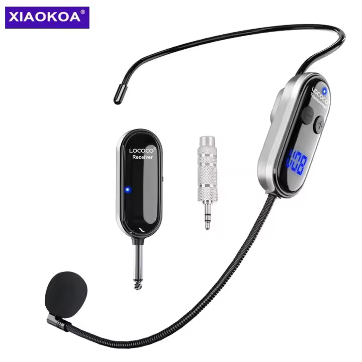 XIAOKOA Micrófono Inalámbrico Con Auricular Y Manija 2 En 1 Pantalla Digital LED Rango De 50 Mts Uso Para Escenario - 1