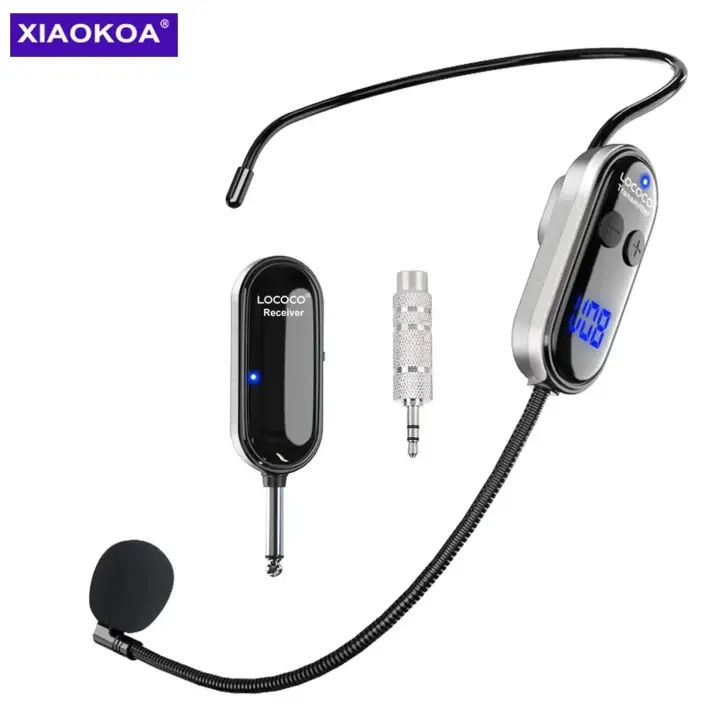 XIAOKOA Micrófono Inalámbrico Con Auricular Y Manija 2 En 1 Pantalla Digital LED Rango De 50 Mts Uso Para Escenario - 1