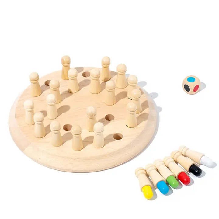 Juego De Ajedrez De Madera Con Tablero De Memoria Colores Juguete Educativo Para Niños Entrenamiento De Concentración Y Memoria - 1