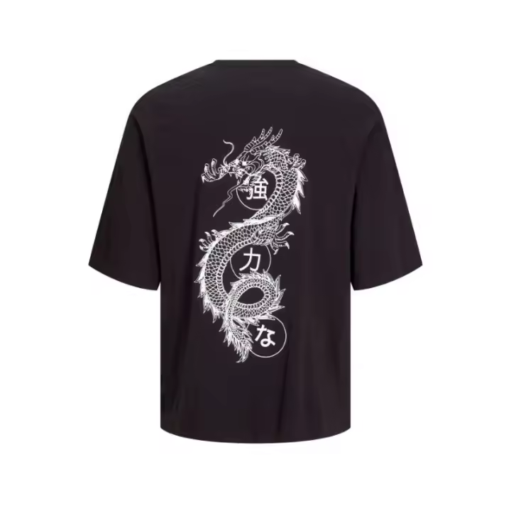 Jack&Jones - Camiseta Manga Corta para Hombre - Print Posterior - Negro - 1