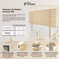 DHOME Cabecero de Madera reciclada DM Estilo Japones con Patas Cama Palets Herrajes incluidos - details 1