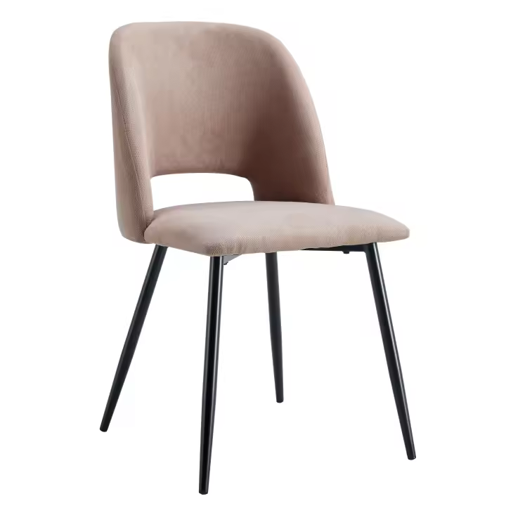 Pack de 4 sillas de Comedor Mos Estilo Moderno en Beige Sillas Tapizadas Patas Metálicas Color Negro 58x86x50 cm - 1