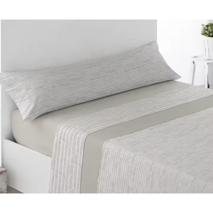 Juego de sábanas ligero, suave, fresco. Azul, Beige. Juego de Cama 100% Microfibra tacto Satén. Cama de 150, 135, 90 y 105. Primavera, Verano. Dormitorio Elegante, Alegre, Colorido,Luz - 1