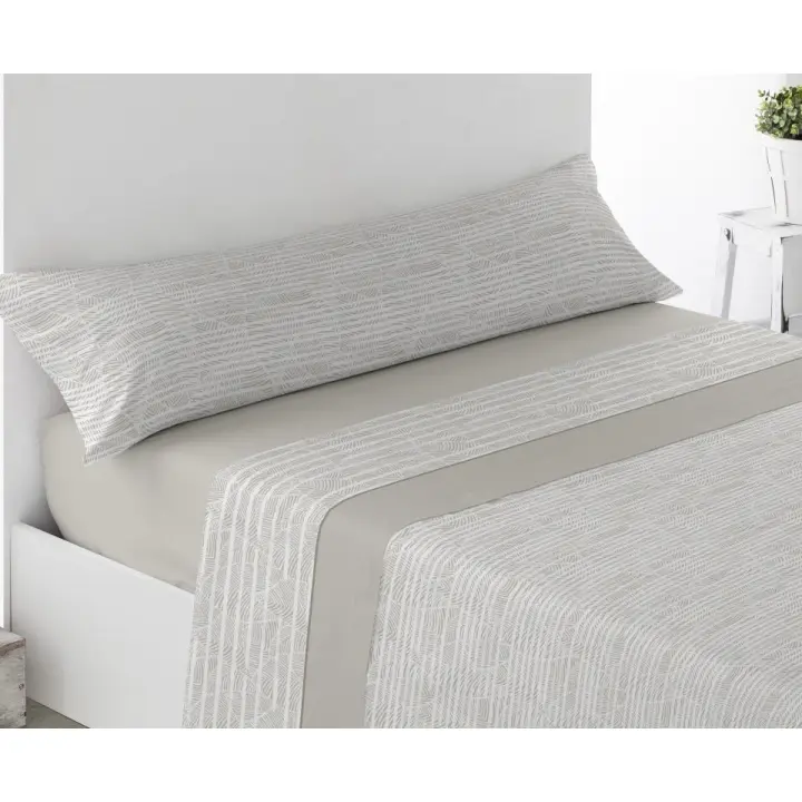 Juego de sábanas ligero, suave, fresco. Azul, Beige. Juego de Cama 100% Microfibra tacto Satén. Cama de 150, 135, 90 y 105. Primavera, Verano. Dormitorio Elegante, Alegre, Colorido,Luz - 1