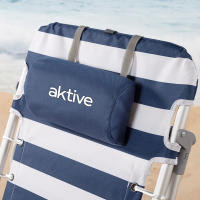 Aktive - Silla de playa plegable con respaldo reclinable 4 posiciones, 50x45x76 cm, fabricada de aluminio y poliéster, con cojín, bolsillo lateral y mochila, máx. 110 kg, sillas de playa, sillas plegables, accesorios verano - details 5