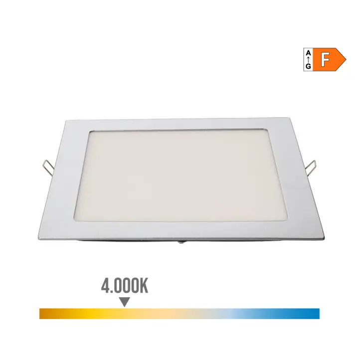 DOWNLIGHT LED EMPOTRABLE CUADRADO 20W LUZ DIA 4000K 1500lm COLOR CROMADO 22x22cm EDM - 1