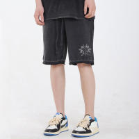 Shorts De Algodón Vintage Lavados Con Impresión Cruzada Para Hombres Verano Shorts Transpirables Con Bolsillos Para Gimnasio Y Running - details 2