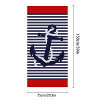 Toalla de baño estampada de microfibra, absorbente, de secado rápido, para playa, con estampado de rayas de ancla. - details 5