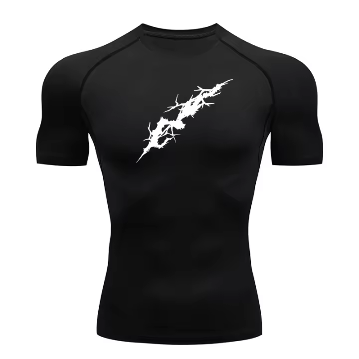 Camiseta De Compresión Con Estampado Gráfico Para Hombres Camiseta Deportiva Para Gimnasio Running Secado Rápido Camiseta Básica Activewear - 1