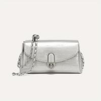 Bolso De Hombro Cruzado De Cuadrado Pequeño Para Mujer En Plata Moda De Trabajo Bolso De Mano Con Cadena De Plata - details 4