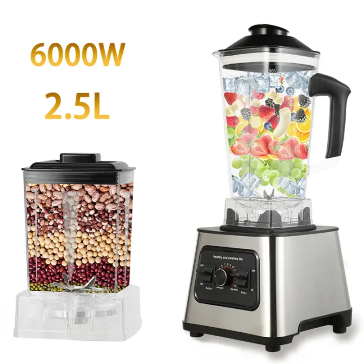 Batidora profesional potente de 6000W, exprimidor, batidora de mesa, contenedor de 2,5l, procesador de alimentos, mezclador para frutas y nueces de hielo - 1