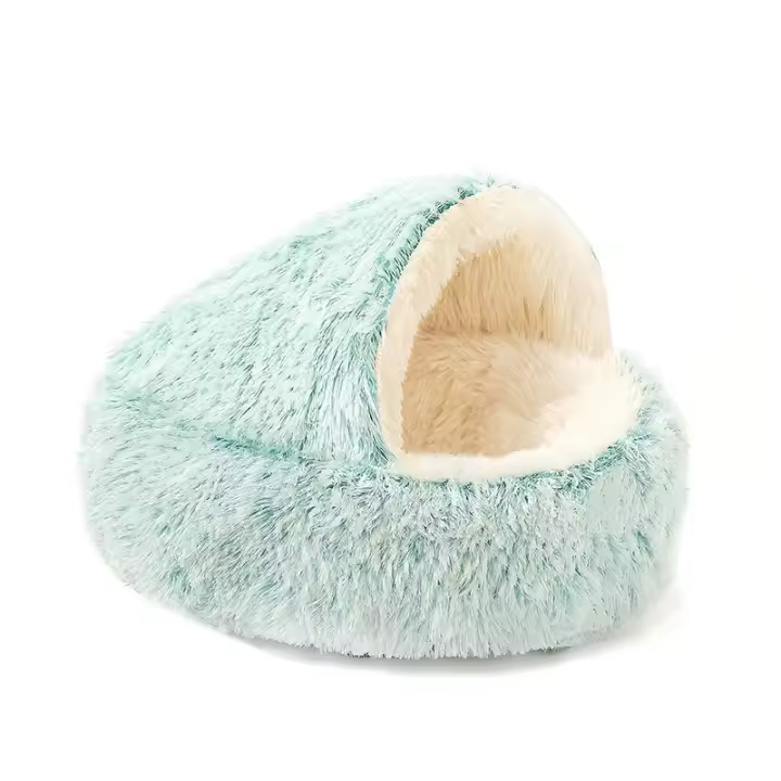 Cama De Peluche Para Gatos Invierno Almohadilla Redonda Para Mascotas 2 En 1 Cesto De Descanso Saco De Sueño Para Gatos Perros Pequeños Nido De Gato - 1