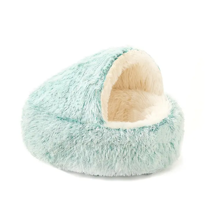 Cama De Peluche Para Gatos Invierno Almohadilla Redonda Para Mascotas 2 En 1 Cesto De Descanso Saco De Sueño Para Gatos Perros Pequeños Nido De Gato - 1