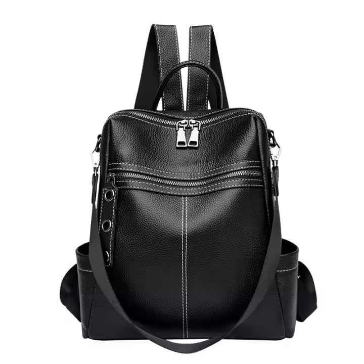 Mochila de piel de vaca de capa superior para mujer, nuevo estilo, moderna, sencilla, informal, de gran capacidad - 1