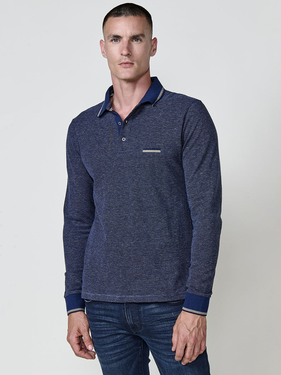 Koroshi Polo hombre manga larga algodón cuello camisero