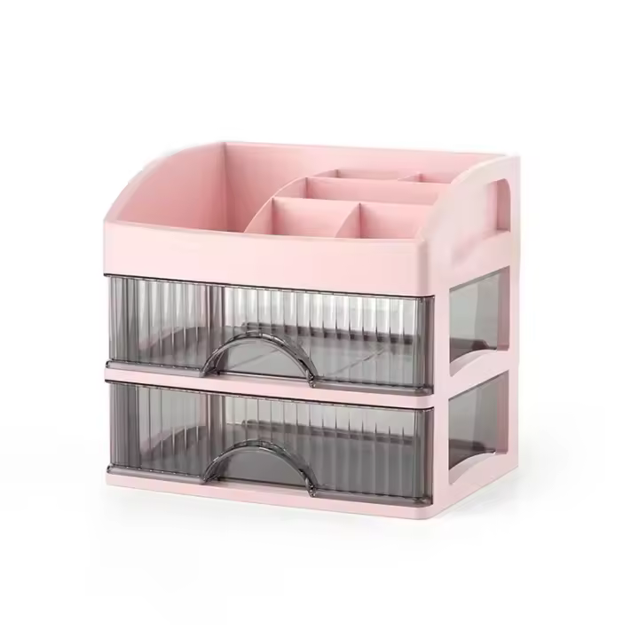 Estación De Joyería Y Maquillaje Multifuncional Organizador De Almacenamiento Para Escritorio Caja De Dibujos Animados Decoración De Cabello Con Cajón De Tres Capas - 1