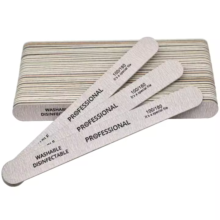 10pcs Archos De Uñas De Madera Para Manicura Y Pedicura 100/180 Arco Iris Espesor Profesional Para Polímero UV Gel Negro - 1