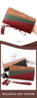 Cartera Larga Para Mujer Con Cremallera De Cuero Tres Colores Moda Monedero Bolso De Mano Con Compartimento Para Tarjetas - details 1