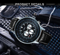 Reloj Automático JARAGAR Pilot Para Hombres Multifuncional Con Dial Sub Con Correa De Cuero Lujo Marca Top Resistentes Al Agua Y Choque - details 7