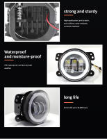Luces De Niebla Redondas LED De 4 Pulgadas Con Halos Blancos Y Amarillos Luz De Conducción Para Jeep Wrangler JK TJ Dodge Journey Lámparas De Niebla Offroad - details 2