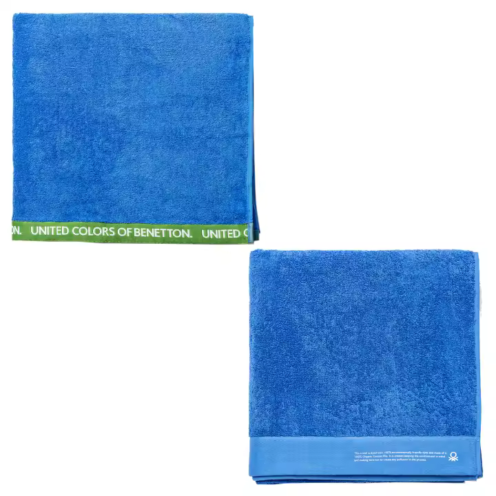 Juego de 2 toallas 90x150cm + 90x160cm algodón orgánico 450gsm azul benetton - 1