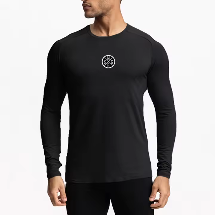 Compression Autumn Fashion Breathable O-neck Fitness Bodybuilding Letter Printed Gym Streetwear Long Sleeve T-shirt 2 Colors - 1