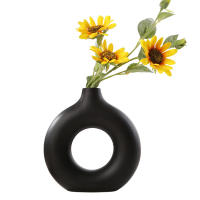 Vaso Nórdico De Cerámica Hueco En Forma De Donut Para Decoración De Hogar Y Oficina Vaso Floral Moderno Para Sala De Estar Regalo - details 2