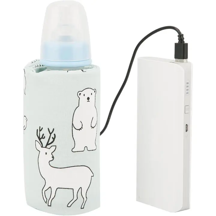 Calefacción de biberones with USB, biberón portátil with Diseños animados, Funda para calentar, tmostat aislante para Viajes al aire libre en casa (Patrón de Oso polar) - 1