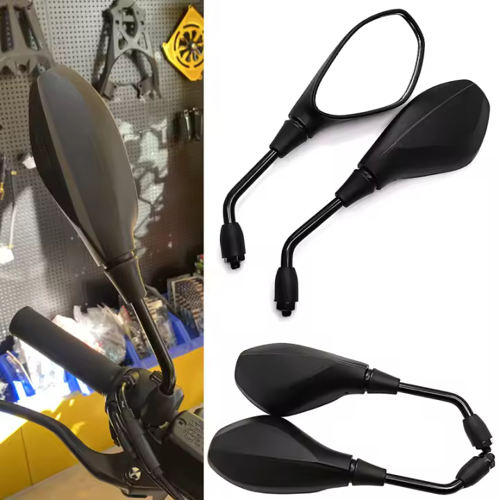 Par De Espejos Retrovisores Para Motocicleta Motores De Scooter ATV Bicicletas 2pcs/Pareja Negro Accesorios Para Manillar - 1