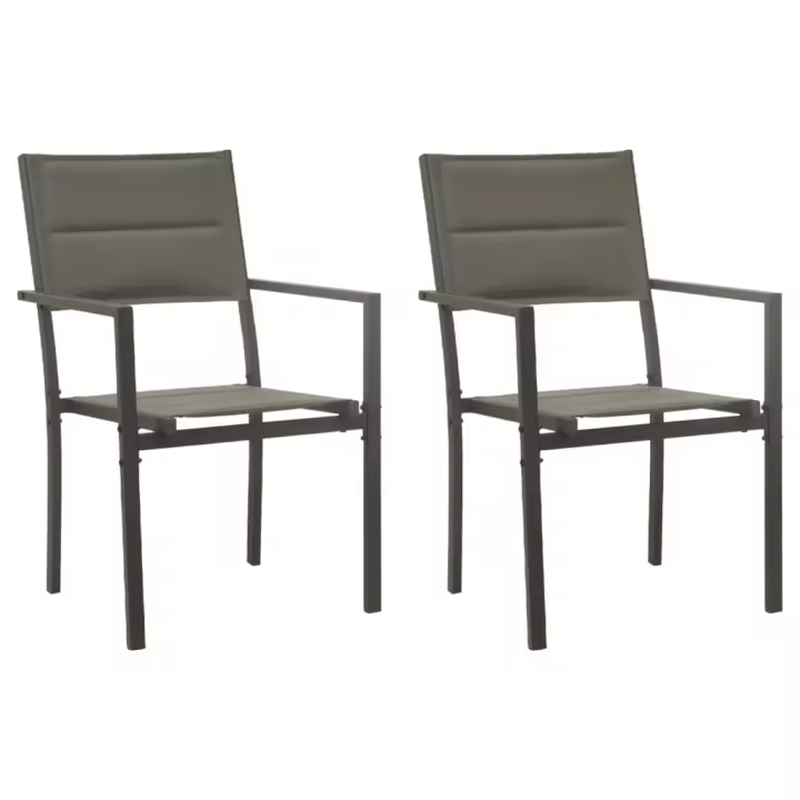 vidaXL Sillas de jardín acero y textilene gris y antracita Set de 2/4 - 1
