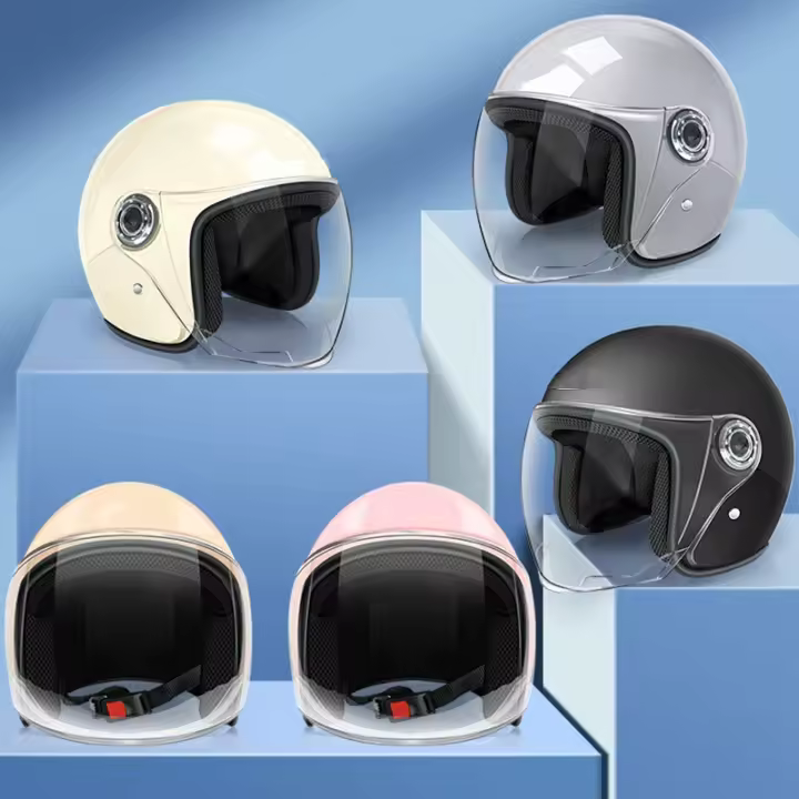 Casco De Motocicleta Eléctrica Seguridad Todas Las Estaciones Universales Medio Casco Impermeable a Prueba De Viento Grueso Cálido Para Mujer - 1