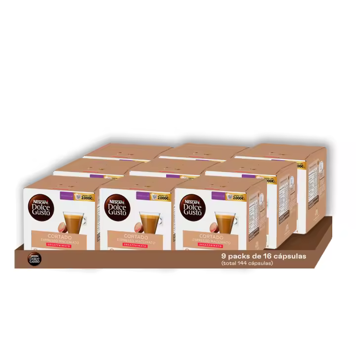 Dolce Gusto - Pack Especial Cortado Descafeinado (144 Unidades) | La Intensa Plenitud de un Cortado con Toque de Leche, pero Sin Cafeína, Perfecto para Disfrutar a Cualquier Hora Sin Renunciar al Sabor - 1
