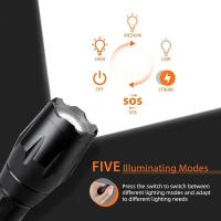 Linterna LED T6 De Alta Potencia Para Camping Con 5 Modos De Luz Zoom Material De Aluminio Impermeable Y Batería Externa 18650 - details 4