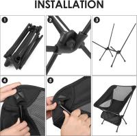 Silla Plegable Camping, Silla Plegable Ultraligera Compacta Portátil con Bolsa de Alojamiento portátil, Ligera para Jardín, Playa, Pesca, Camping, Viajes, Senderismo-Negr - details 1