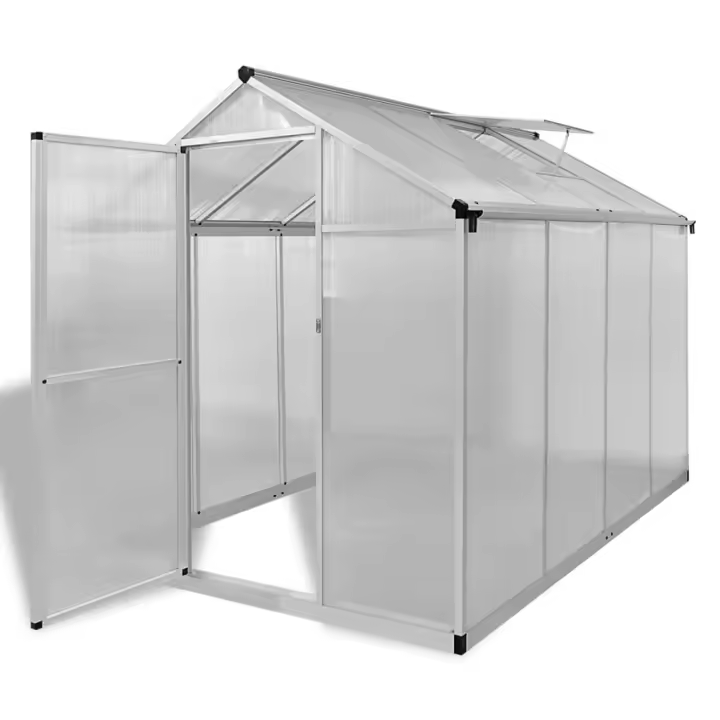 vidaXL Invernadero Caseta Jardin Terraza Cultivo de Plantas de Aluminio Dimensiones 242 x 190 x 195 cm (4.6 m²), 242 x 250 x 195 cm (6.05 m²), 302 x 250 x 195 cm (7.55 m²) - 1
