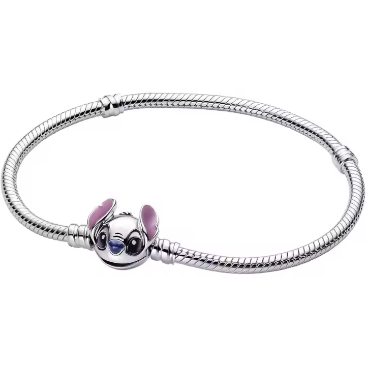 PANDORA Pulsera para mujer de plata Disney Stitch 593738C01, 593738C01-19, Plata de ley, No es una piedra preciosa，Incluye Caja Original - 1