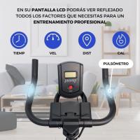Bicicleta de spinning Mobiclinic® Varios niveles de resistencia Teide Regulable al completo Pantalla LCD Marca Española Pulsómetro Botella y portabotellas Soporte para móvil - details 2