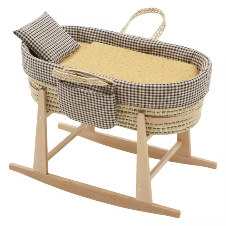 Moises de Bebe Mio Cuco Lansing Flower Mustard Vichy con Patas Cambrass - 1