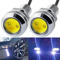 2Pcs DRL 18MM Lámparas De Ojo De Águila Para Coche Con Carcasa De Plata LED De Día Para Automóviles Luz De Parada Retroiluminación Universal 12V 9W - details 1