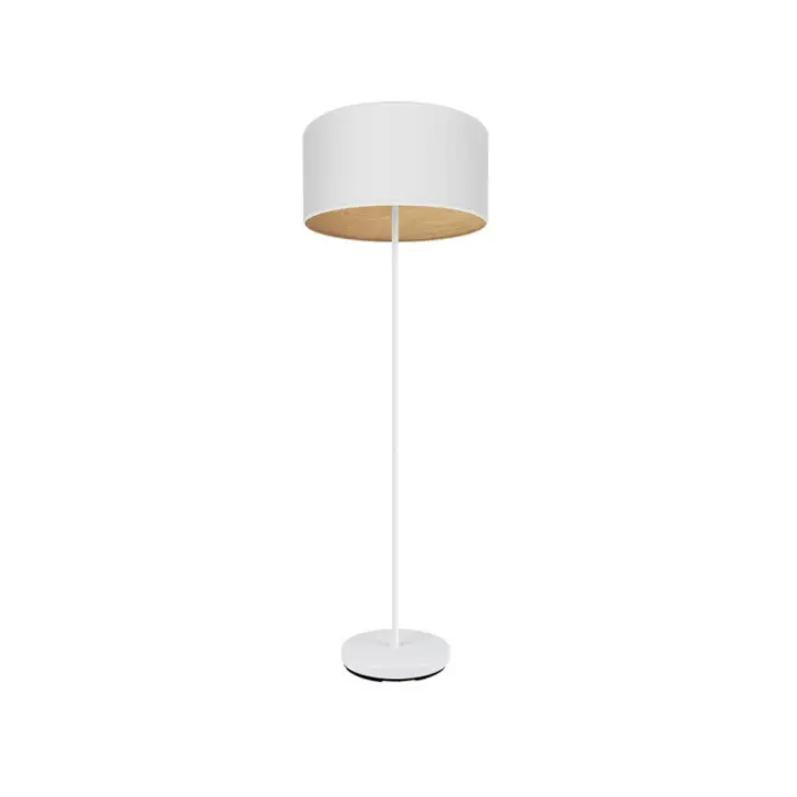 Fabrilamp - Pie Salon Tania 1xe27 Blanco/blanco-madera Clara 162x40x40 Cm - 1