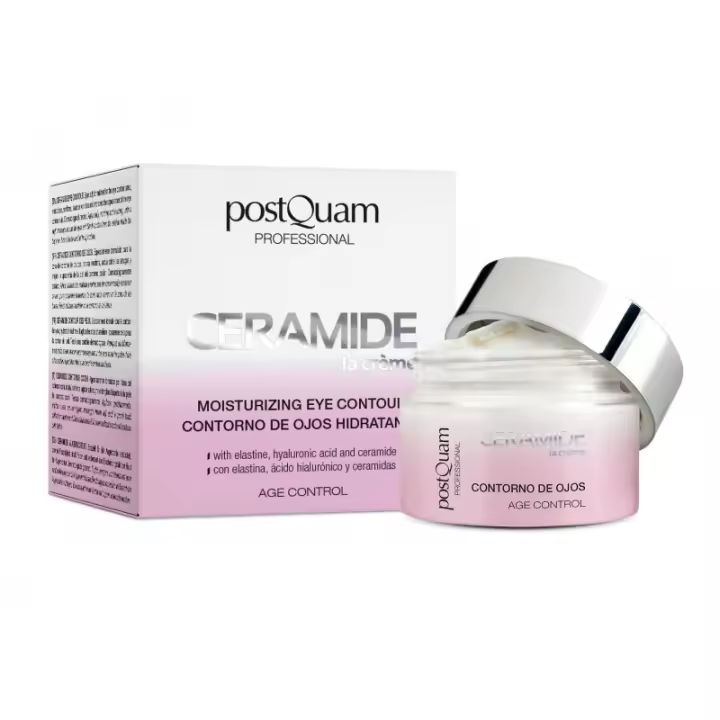 PostQuam - Contorno Ojos Ceramide - Crema Hidratante para el Contorno de Ojos Reafirmante y Tensora para una Mirada más Joven y Descansada - Reduce las Bolsas Debajo de los Ojos - Contiene Ceramidas, Ácido Hialurónico y Elastina - 15 ml - 1