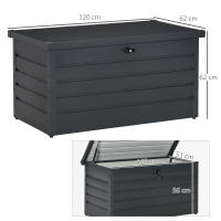 Outsunny Arcón Exterior Capacidad 311L Baúl de Almacenaje de Acero con Cerradura Llave Pistones Neumáticos para Jardín Terraza Patio 120x62x62 cm Gris Oscuro - details 2
