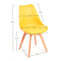 ORION91 Silla SIRIO Color Amarillo Curry Asiento Acolchado Piel Sintética y Patas Haya 54x81x48cm Comedor Oficina Salón Teletrabajo Cocina - SpazioLuzio - details 1