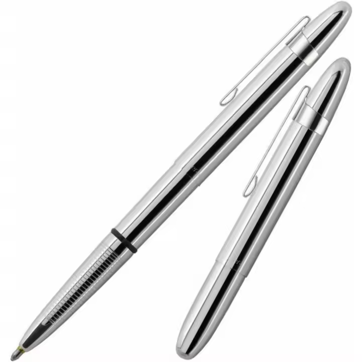 BOLIGRAFO FISHER SPACE PEN BULLET CON CLIP CROMADO PLATEADO CON RECAMBIO PRESURIZADO - 1