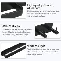 Toallero de aluminio montado en la pared Toallero con ganchos Toallero con tornillos Barra de toalla duradera a prueba de herrura 40cm de longitud para puertas de cocina de baño-Negro - details 1