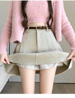Falda Mini Plisada De Lana Para Mujer Estilo Callejero Invierno Prepa Escuela Kawaii Saias A-Line Corta Con Shorts - details 3