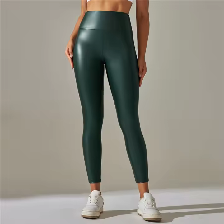Women Pu Leather Pants High Elastic Leather Leggings High Waist Yoga Sports Leggings - 1