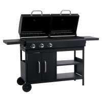 vidaXL Barbacoa combinada de gas y carbón con 3 fogones - details 2